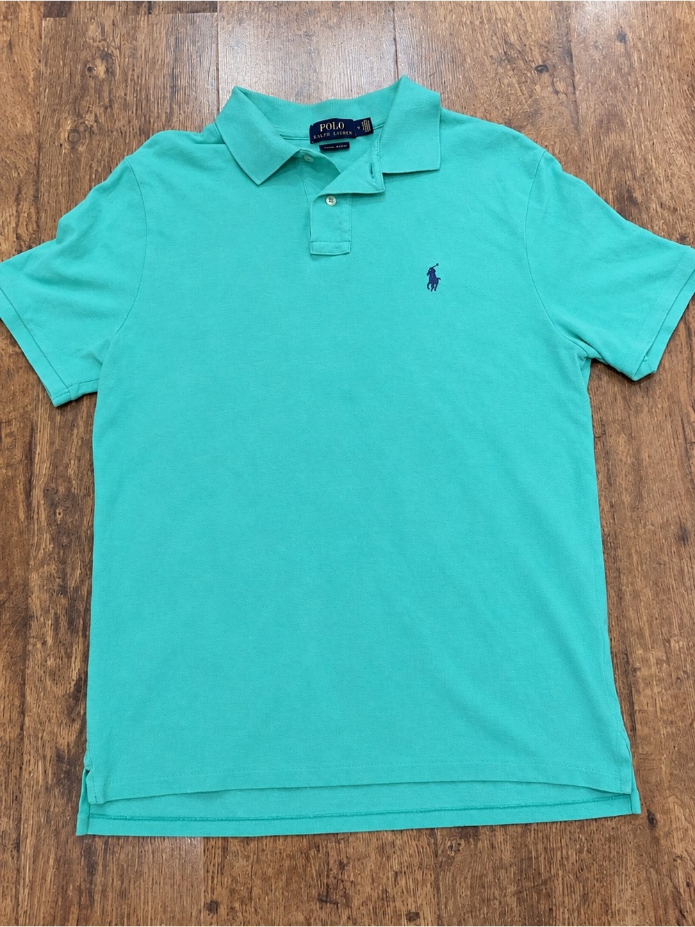 Ralph Lauren Men's Teal Polo with Navy Logo
